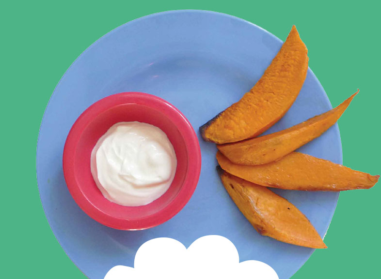 Sweet potato wedges and yoghurt dip Image